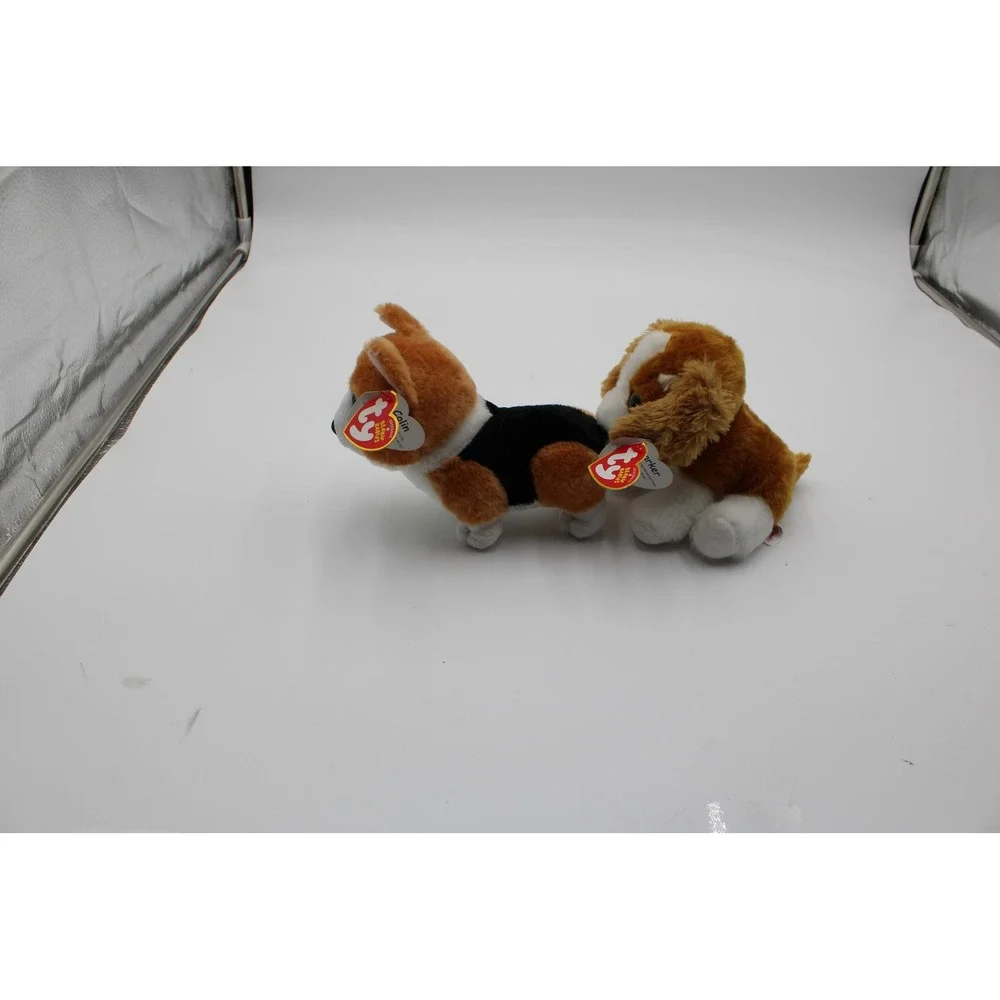 Ty Beanie Babies Dog Plush Set Colin Corgi Barker Spaniel Brown White 6 Inch